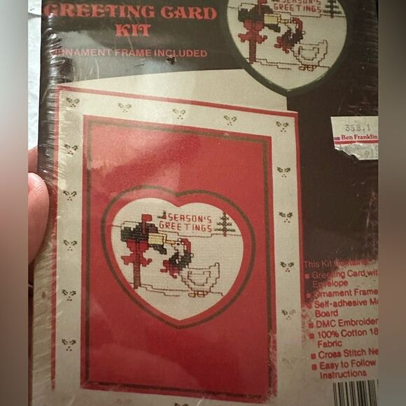 Holiday Time Counted Cross Stitch Kit Christmas Card Vintage Craft Kit - Picture 3 of 7